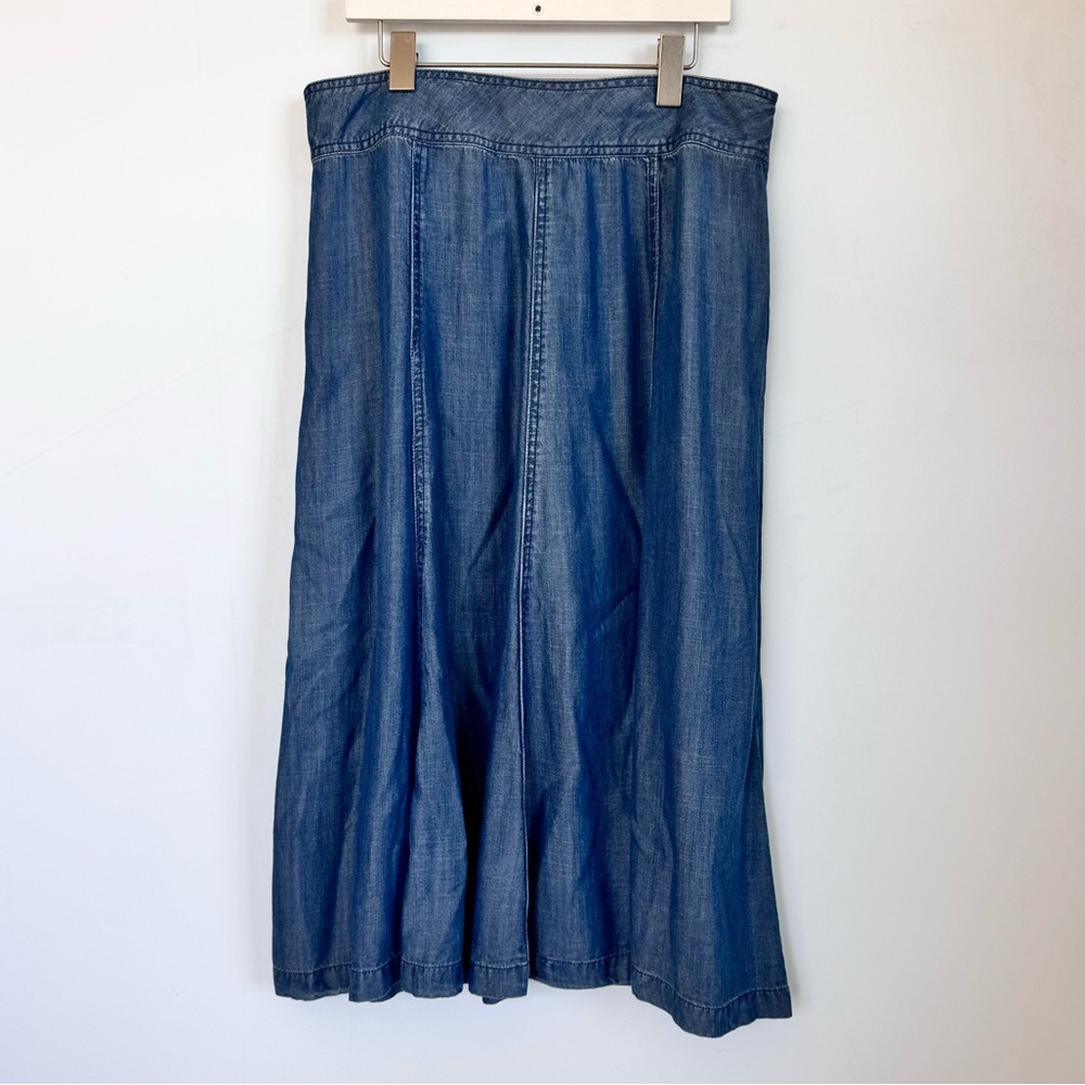 Coldwater Creek  Lyocell Chambray A Line Midi Denim Skirt Size 10P